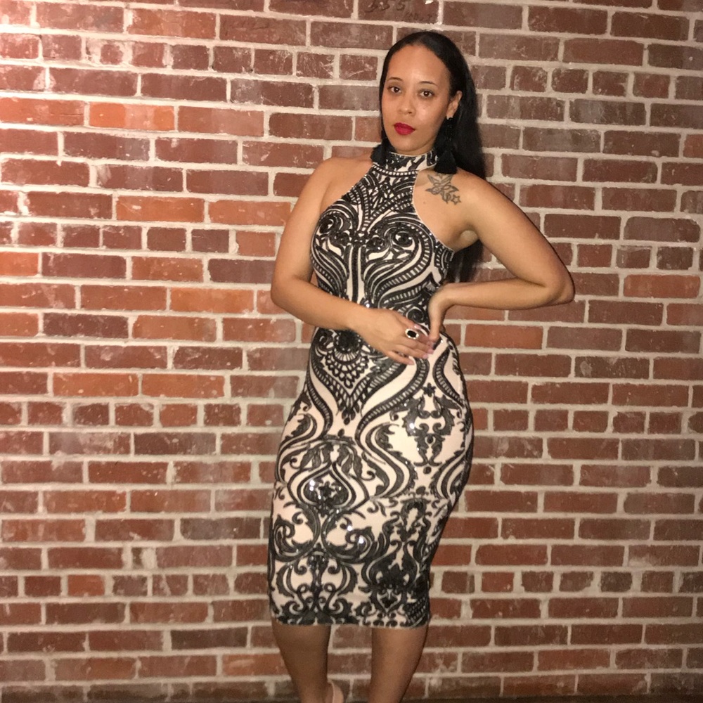 Nude sequence dress